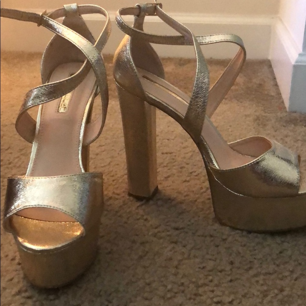 Gold platform heels